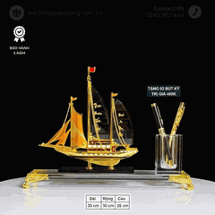 Quà tặng doanh nhân - sếp - lãnh đạo - đối tác | Ống cắm bút thuyền buồm pha lê để bàn cao cấp