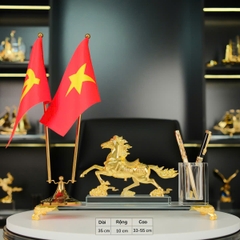 Khay Đựng Bút Ngựa Vàng Mã Đáo Thành Công – Quà Tặng Để Bàn Cao Cấp Phong Thủy