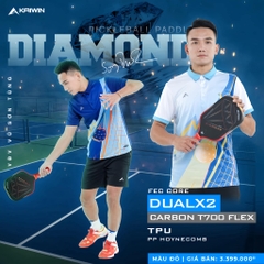 Vợt Pickleball Kaiwin Diamond 3 lớp carbon fiber T700 siêu cứng, nhám kết hợp công nghệ lõi Dualx2 FEC K-Pro Series 16mm