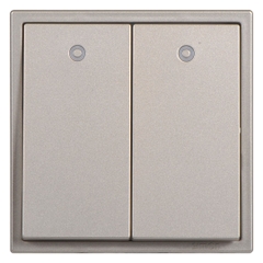 Module Công tắc đôi đế vuông một chiều màu Sâm Panh có đèn LED Simon i7 701023-46 ( BAO GỒM MODULE CÔNG TẮC VÀ KHUNG)