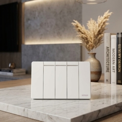 Bộ công tắc ba 1 chiều size S màu trắng Simon K9 - 591031