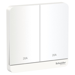 Bộ Công Tắc Đôi 2 Cực 20A Vuông Màu Trắng Schneider AvatarOn Mã E8332D20N_WE_G19