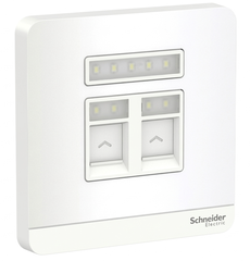 Bộ Ổ Cắm Điện Thoại và Ổ Cắm Mạng Cat5e Màu Trắng Schneider AvatarOn Mã E8332TDRJS5_WE_G19
