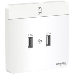 Bộ Ổ Sạc USB Đôi 2.1A  Màu Trắng Schneider AvatarOn Mã E8332USB_WE_G19