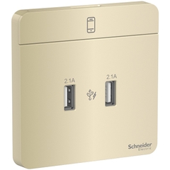 Bộ Ổ Sạc USB Đôi 2.1A Màu Vàng Ánh Kim Schneider AvatarOn Mã E8332USB_WG_G19