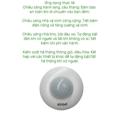 Công tắc cảm ứng chuyển động hồng ngoại nổi trần tròn Siron SR-SS104