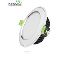 Đèn KingLed Âm Trần 8W Đổi Màu Mặt Cong Viền Vàng Hoặc Bạc Kích thước lỗ khoét phi 90mm EC-DOB-8SS-T118