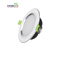 Đèn Âm Trần Diamond 10W Kingled Mặt Phẳng, Đổi Màu, Viền Bạc Lỗ Khoét Phi 90  DDL-10SS-T120