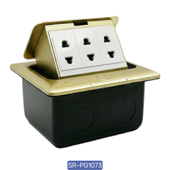 Ổ cắm điện âm sàn màu đồng gồm 3 ổ cắm đôi 2 chấu Siron SR-PG1073