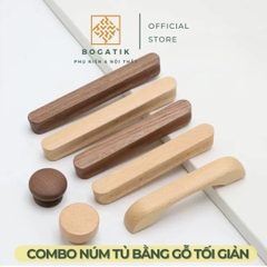 Tay nắm cửa tủ ngăn kéo tay nắm tủ bếp BOGATIK gỗ BEECH, gỗ WALNUT màu nâu phong cách tối giản