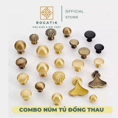 Núm tay nắm tủ bếp, tay nắm tủ quần áo nhiều kiểu dáng, kích thước chất liệu đồng thau cao cấp