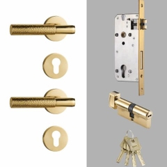 Tay nắm cửa gỗ, khóa cửa phân thể đồng thau cao cấp DR003