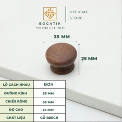 Tay nắm cửa tủ ngăn kéo tay nắm tủ bếp BOGATIK gỗ BEECH, gỗ WALNUT màu nâu phong cách tối giản