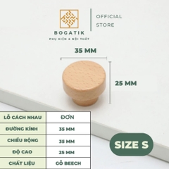 Tay nắm cửa tủ ngăn kéo tay nắm tủ bếp BOGATIK gỗ BEECH, gỗ WALNUT màu nâu phong cách tối giản