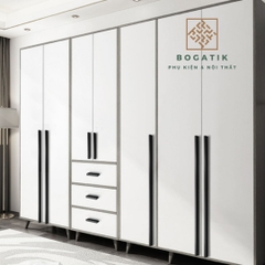 Tay nắm cửa tủ tay nắm tủ bếp dạng thanh chữ I chất liệu hợp kim nhôm màu đen mạ carbon hiện đại