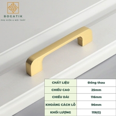 Tay nắm cửa tủ ngăn kéo tay nắm tủ bếp BOGATIK hình chữ U chất liệu đồng thau