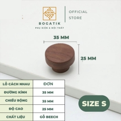Tay nắm cửa tủ ngăn kéo tay nắm tủ bếp BOGATIK gỗ BEECH, gỗ WALNUT màu nâu phong cách tối giản