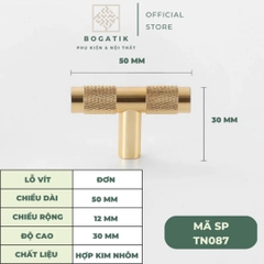 Tay nắm cửa tủ ngăn kéo, tay nắm tủ bếp chữ T hợp kim nhôm màu đen, vàng kim hiện đại mã TN08