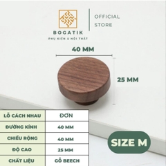 Tay nắm cửa tủ ngăn kéo tay nắm tủ bếp BOGATIK gỗ BEECH, gỗ WALNUT màu nâu phong cách tối giản