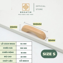 Tay nắm cửa tủ ngăn kéo tay nắm tủ bếp BOGATIK gỗ BEECH, gỗ WALNUT màu nâu phong cách tối giản