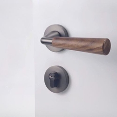 Khoá cửa phòng tay gạt hợp kim kẽm + gỗ óc chó cao cấp sang trọng TENTI