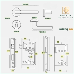 Tay nắm phân thể, khóa cửa tay gạt khóa cửa tròn AURA hợp kim nhôm, kiểu dáng hiện đại tối giản