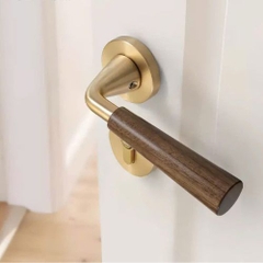 Khoá cửa phòng tay gạt hợp kim kẽm + gỗ óc chó cao cấp sang trọng HENRIK