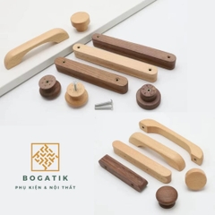 Tay nắm cửa tủ ngăn kéo tay nắm tủ bếp BOGATIK gỗ BEECH, gỗ WALNUT màu nâu phong cách tối giản