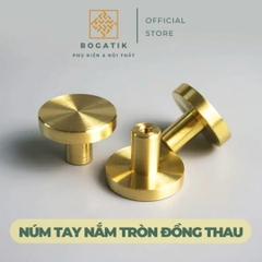 Tay nắm cửa tủ ngăn kéo, núm tay nắm tủ bếp hình tròn màu vàng chất liệu đồng thau DT815