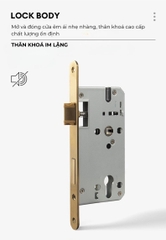 Khoá cửa phòng ngủ đồng thau tay gạt phân thể, phong cách RETRO, thương hiệu OLRVLI cao cấp