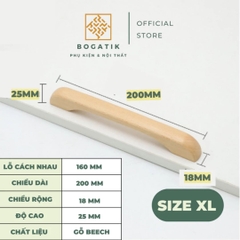 Tay nắm cửa tủ ngăn kéo tay nắm tủ bếp BOGATIK gỗ BEECH, gỗ WALNUT màu nâu phong cách tối giản