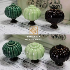 Núm tay nắm cửa tủ, ngăn kéo chất liệu GỐM SỨ hình bí ngô ĐA MÀU