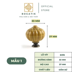 Núm tay nắm cửa tủ, ngăn kéo chất liệu GỐM SỨ hình bí ngô ĐA MÀU