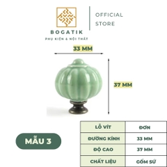 Núm tay nắm cửa tủ, ngăn kéo chất liệu GỐM SỨ hình bí ngô ĐA MÀU