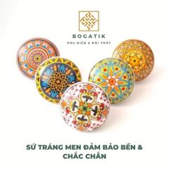 Tay nắm cửa tủ ngăn kéo tay nắm tủ bếp chất liệu GỐM SỨ họa tiết HOA VĂN tinh tế
