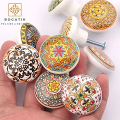 Tay nắm cửa tủ ngăn kéo tay nắm tủ bếp chất liệu GỐM SỨ họa tiết HOA VĂN tinh tế
