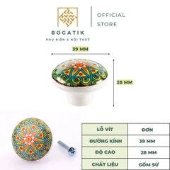 Tay nắm cửa tủ ngăn kéo tay nắm tủ bếp chất liệu GỐM SỨ họa tiết HOA VĂN tinh tế