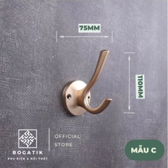 Móc treo gắn tường móc treo quần áo tủ gỗ phong cách châu Âu chất liệu hợp kim cao cấp kèm ốc vít