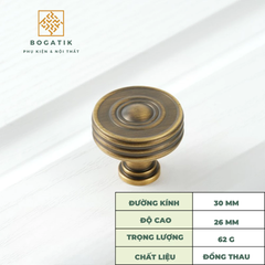 Tay nắm cửa tủ ngăn kéo, tay nắm tủ bếp chất liệu đồng thau cao cấp phong cách vintage, antique DT03