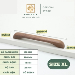 Tay nắm cửa tủ ngăn kéo tay nắm tủ bếp BOGATIK gỗ BEECH, gỗ WALNUT màu nâu phong cách tối giản