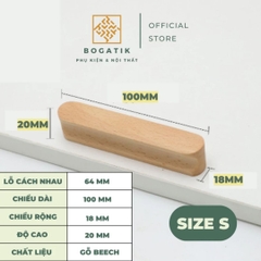 Tay nắm cửa tủ ngăn kéo tay nắm tủ bếp BOGATIK gỗ BEECH, gỗ WALNUT màu nâu phong cách tối giản