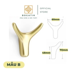 Móc treo tường móc treo quần áo gắn tường BOGATIK sừng nai hợp kim 3 MÀU tinh tế và nghệ thuật