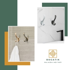 Móc treo tường móc treo quần áo gắn tường BOGATIK chất liệu nhôm bền chắc tặng kèm keo dán và vít bắn