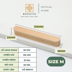 Tay nắm cửa tủ ngăn kéo tay nắm tủ bếp BOGATIK gỗ BEECH, gỗ WALNUT màu nâu phong cách tối giản