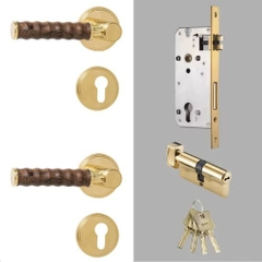 Tay nắm cửa gỗ, khóa cửa phân thể đồng thau cao cấp DR008