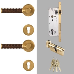Tay nắm cửa gỗ, khóa cửa phân thể đồng thau cao cấp DR008
