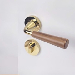 Khoá cửa phòng tay gạt hợp kim kẽm + gỗ óc chó cao cấp sang trọng TENTI