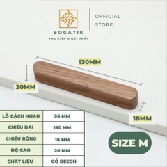 Tay nắm cửa tủ ngăn kéo tay nắm tủ bếp BOGATIK gỗ BEECH, gỗ WALNUT màu nâu phong cách tối giản