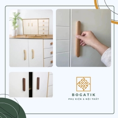 Tay nắm cửa tủ ngăn kéo tay nắm tủ bếp BOGATIK gỗ BEECH, gỗ WALNUT màu nâu phong cách tối giản