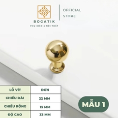 Tay nắm,núm cửa tủ ngăn kéo BOGATIK hợp kim KẼM VÀNG BÓNG hiện đại & cao cấp
